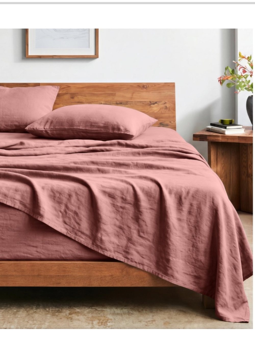 TWIN XL Sheet Set 100% Washed Microfiber - DUSTY ROSE - Picture 9 of 9
